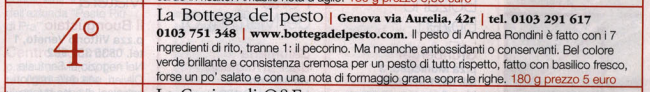 Pesto Genovese - classifica Gambero Rosso